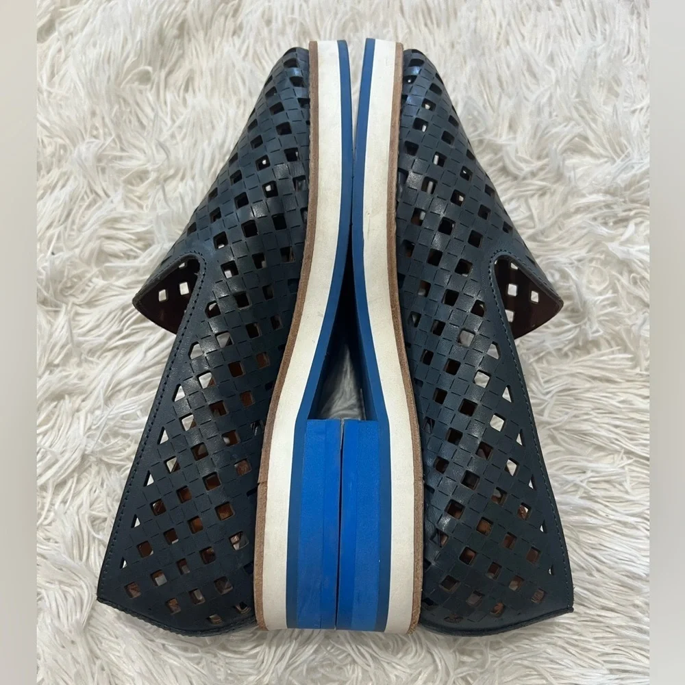 Aquatalia Blue Perforated Leather Loafers - Size 6
